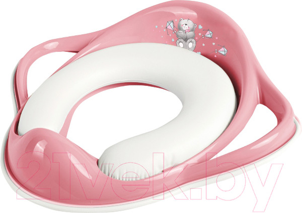 Изображение товара Детская накладка на унитаз Maltex Мишка / 6167 (темно-розовый/белый)
