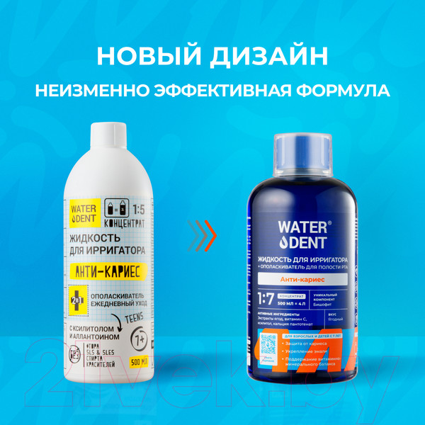 Изображение товара Жидкость для ирригатора Waterdent Анти-кариес Teens (500мл)