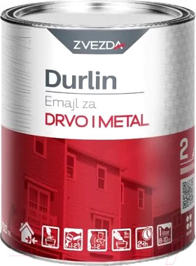 Изображение товара Эмаль ZVEZDA Durlin Универсальная алкидная RAL 9005 (750мл, черный)