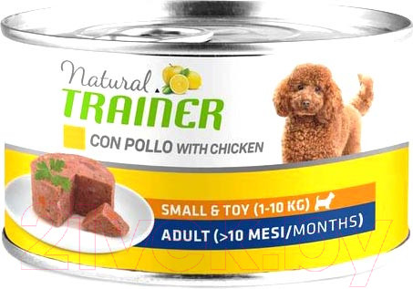 Изображение товара Влажный корм для собак Trainer Natural Sensitive Plus Small&Toy Adult с курицей (150г)