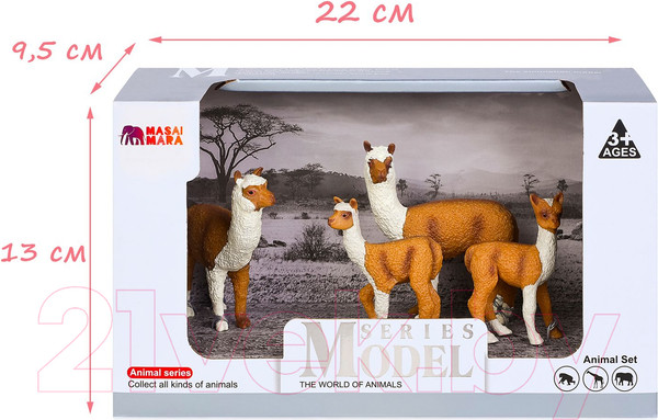 Изображение товара Набор фигурок коллекционных Masai Mara Мир диких животных. Семья лам / MM211-213