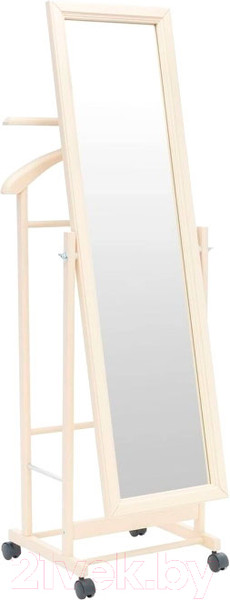 Изображение товара Стойка для одежды Мебелик Костюмная с зеркалом на колесах В 24Н (слоновая кость)