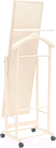 Изображение товара Стойка для одежды Мебелик Костюмная с зеркалом на колесах В 24Н (слоновая кость)