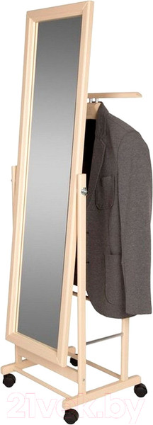 Изображение товара Стойка для одежды Мебелик Костюмная с зеркалом на колесах В 24Н (слоновая кость)