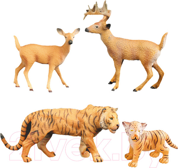 Изображение товара Набор фигурок коллекционных Masai Mara Мир диких животных. Семья тигров и семья оленей / MM211-239