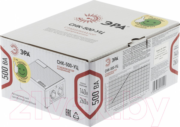 Изображение товара Стабилизатор напряжения ЭРА CНК-500-УЦ / Б0051109