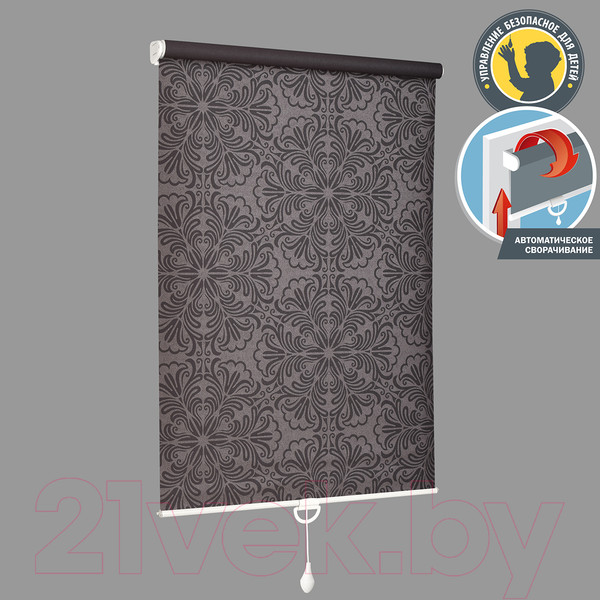 Изображение товара Рулонная штора Delfa Сантайм Металлик Принт СРШП-05В 7592 (62x170, шоколад)