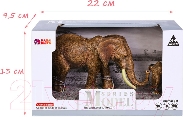 Изображение товара Набор фигурок коллекционных Masai Mara Мир диких животных. Семья слонов / MM211-205