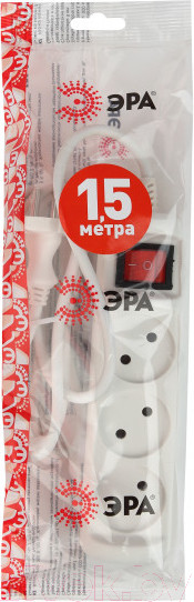 Изображение товара Удлинитель ЭРА U-3s-1.5m-2x1 / Б0044049 (2x1мм2)