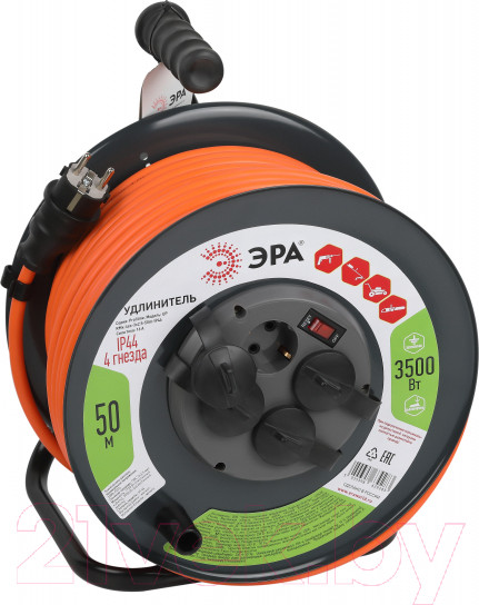 Изображение товара Удлинитель на катушке ЭРА RMx-4es-3x2.5-50m-IP44 / Б0052922