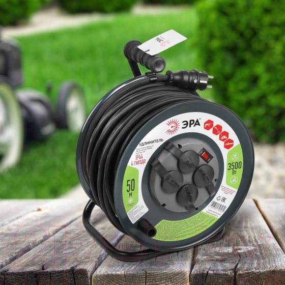 Изображение товара Удлинитель на катушке ЭРА RMx-4es-3x2.5-50m-IP44(KG) / Б0052919