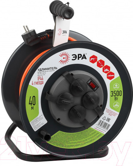 Изображение товара Удлинитель на катушке ЭРА RMx-4es-3x1.5-40m-IP44 / Б0046851
