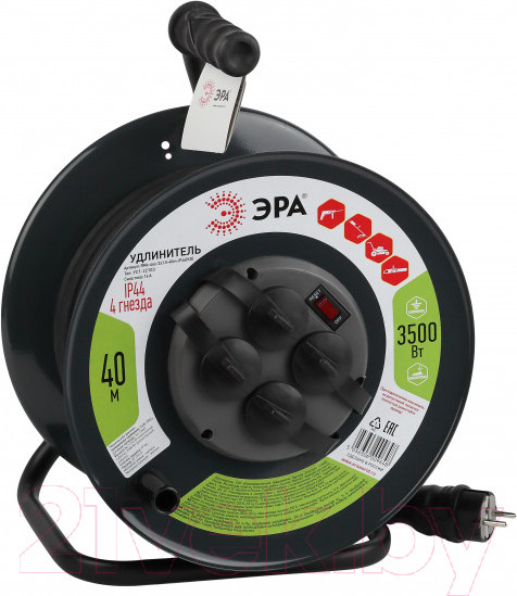 Изображение товара Удлинитель на катушке ЭРА RMx-4es-3x1.5-40m-IP44(KG) / Б0046848