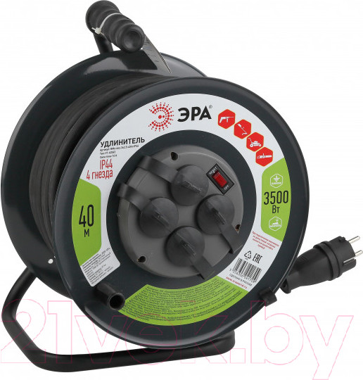 Изображение товара Удлинитель на катушке ЭРА RMx-4es-3x2.5-40m-IP44(KG) / Б0043059