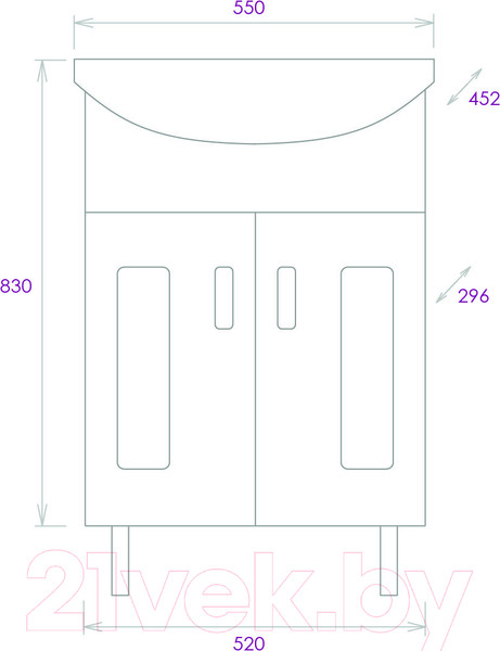 Изображение товара Тумба под умывальник Onika Кристалл 55.18 (105555)