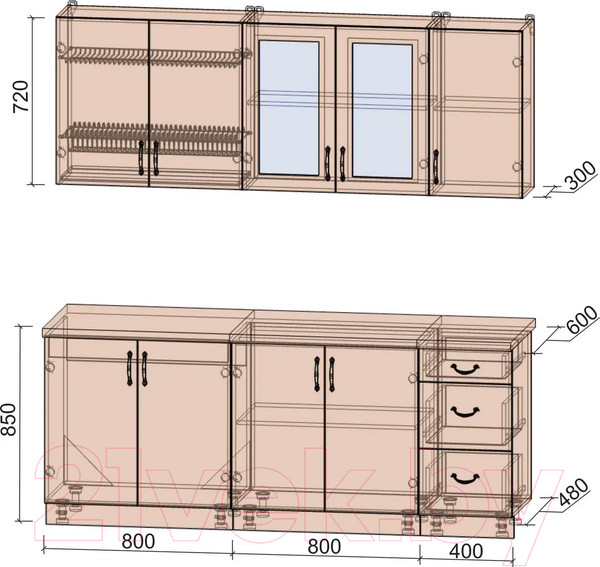 Изображение товара Кухонный гарнитур Интерлиния Мила Крафт 2.0 А (дуб английский/дуб полярный)