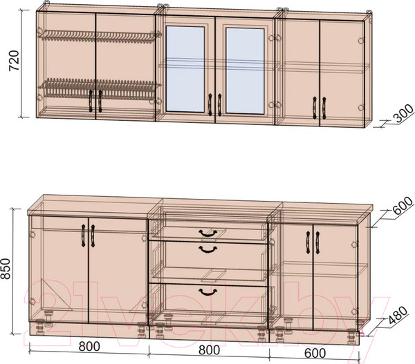 Изображение товара Кухонный гарнитур Интерлиния Мила Крафт 2.2 Б (дуб английский/дуб полярный)