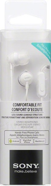 Изображение товара Наушники-гарнитура Sony MDR-EX15APW (белый)