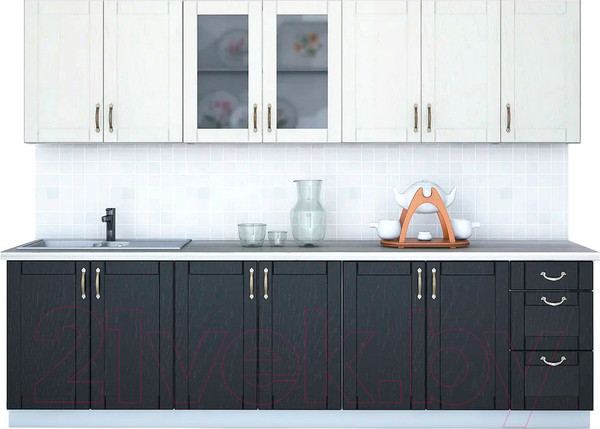 Изображение товара Кухонный гарнитур Интерлиния Мила Крафт 2.8 А (дуб английский/дуб полярный)