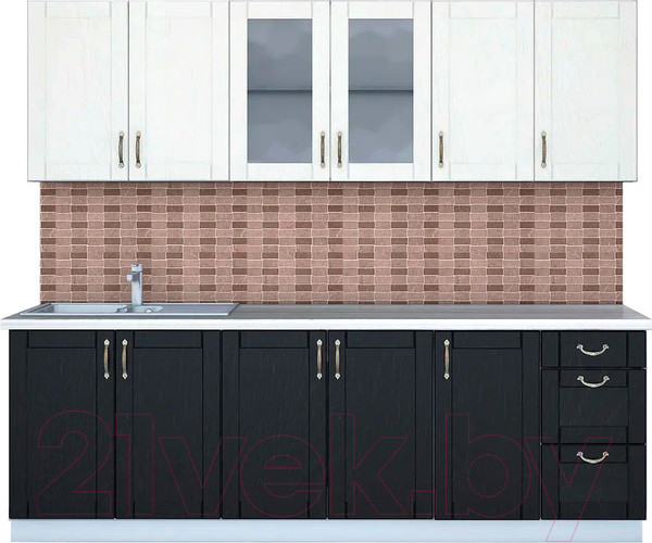 Изображение товара Кухонный гарнитур Интерлиния Мила Крафт 2.4 А (дуб английский/дуб полярный)