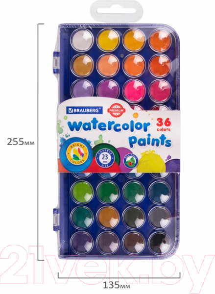 Изображение товара Акварельные краски Brauberg Premium / 191746 (36цв)