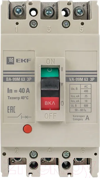 Изображение товара Выключатель автоматический EKF PROxima ВА-99М 63/40А 3P 25кА / mccb99-63-40m