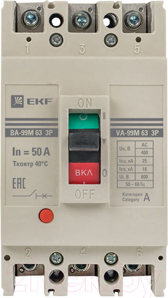 Изображение товара Выключатель автоматический EKF PROxima ВА-99М 63/50А 3P 25кА / mccb99-63-50m