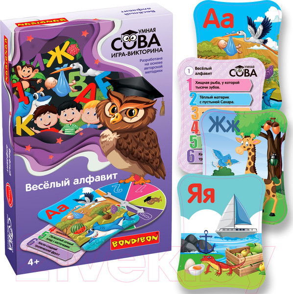 Изображение товара Настольная игра Bondibon Умная сова Веселый алфавит / ВВ5372