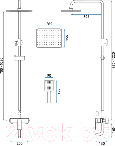 Изображение товара Душевая система со смесителем REA Hass Black REA-B9968