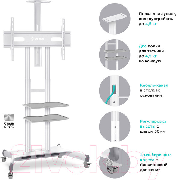 Изображение товара Стойка для ТВ/аппаратуры Onkron TS1881 (белый)