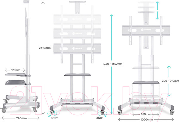 Изображение товара Стойка для ТВ/аппаратуры Onkron TS1881 (белый)