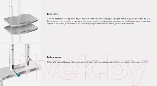 Изображение товара Стойка для ТВ/аппаратуры Onkron TS1881 (белый)