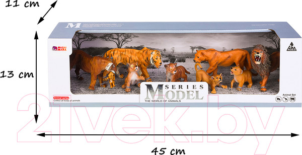 Изображение товара Набор фигурок коллекционных Masai Mara Мир диких животных. Семья тигров и семья львов / MM211-256