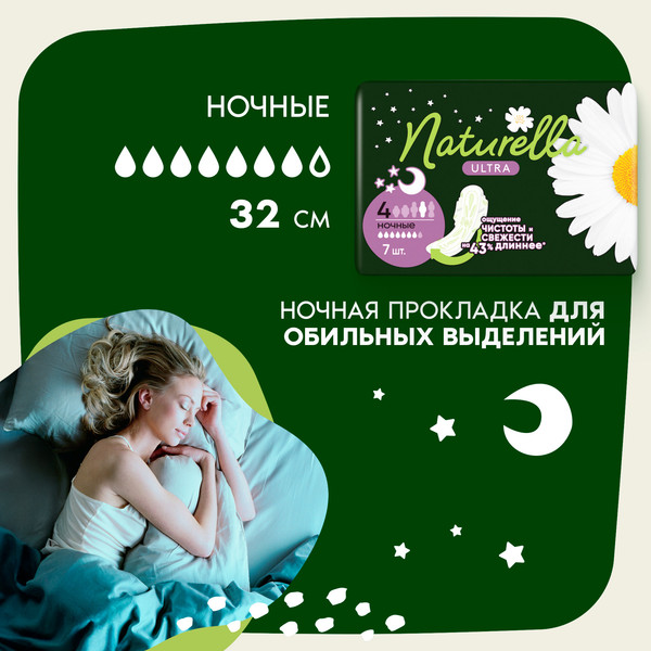 Изображение товара Прокладки гигиенические Naturella Ultra Camomile Night Single (7шт)