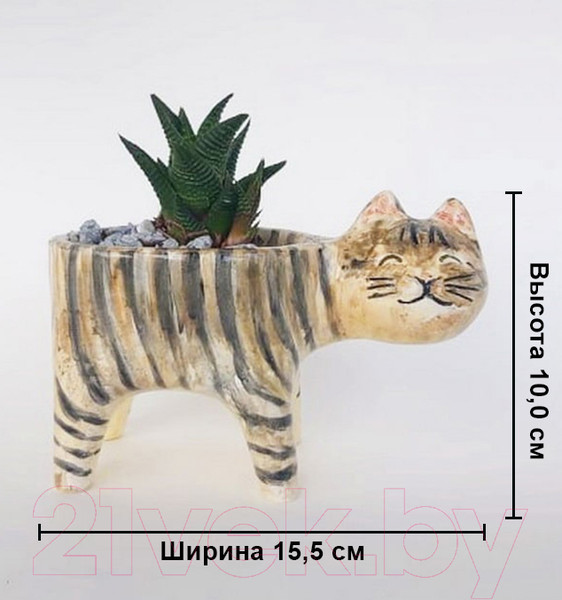 Изображение товара Кашпо Нашы майстры Кот / 1163-4 (полосатый)