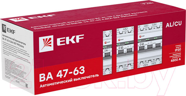 Изображение товара Выключатель автоматический EKF PROxima ВА 47-63 3P 50А (В) 4.5kA / mcb4763-3-50B-pro