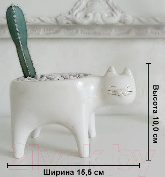Изображение товара Кашпо Нашы майстры Кот / 1163-7 (белый)