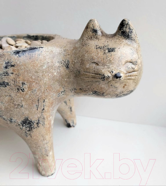 Изображение товара Кашпо Нашы майстры Кот / 1159-6 (мраморный)