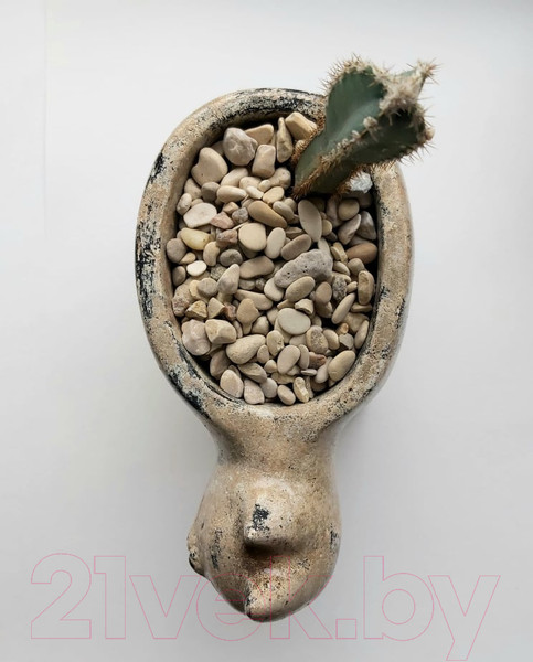 Изображение товара Кашпо Нашы майстры Кот / 1159-6 (мраморный)