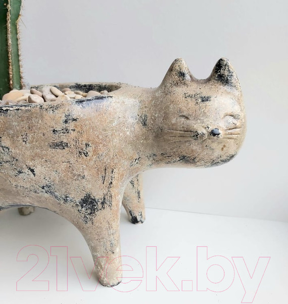 Изображение товара Кашпо Нашы майстры Кот / 1159-6 (мраморный)