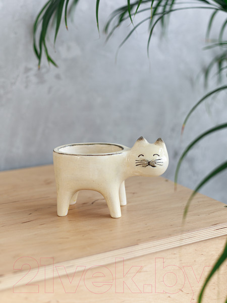 Изображение товара Кашпо Нашы майстры Кот / 1159-7 (белый)