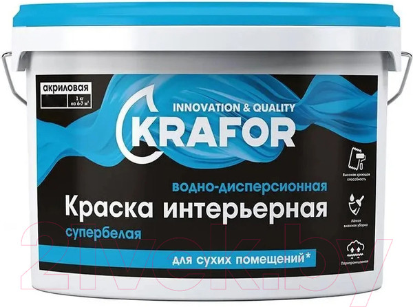 Изображение товара Краска Krafor Интерьерная (3кг, супербелый)