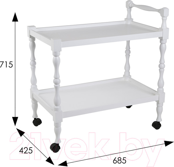 Изображение товара Сервировочный столик Мебелик Бридж (белый)