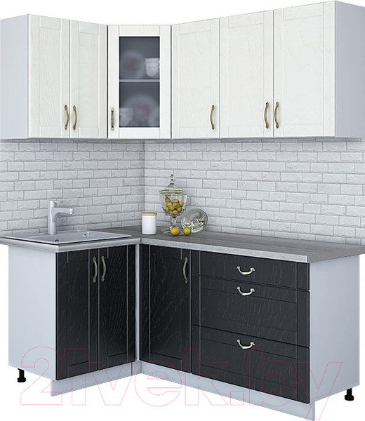 Изображение товара Кухонный гарнитур Интерлиния Мила Крафт 1.2x1.8 (дуб английский/дуб полярный)