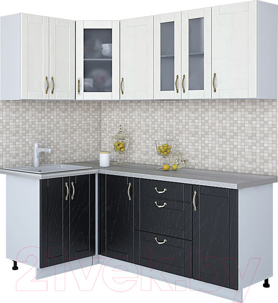 Изображение товара Кухонный гарнитур Интерлиния Мила Крафт 1.2x2.0 (дуб английский/дуб полярный)