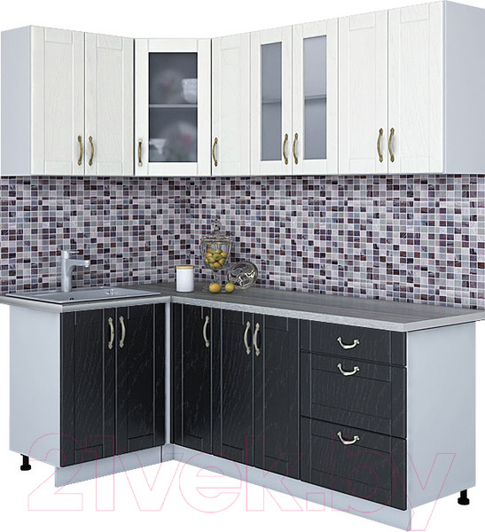 Изображение товара Кухонный гарнитур Интерлиния Мила Крафт 1.2x2.1 (дуб английский/дуб полярный)