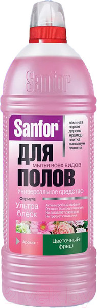 Изображение товара Чистящее средство для пола Sanfor Ультра Блеск Универсальное Цветочный фреш (1л)