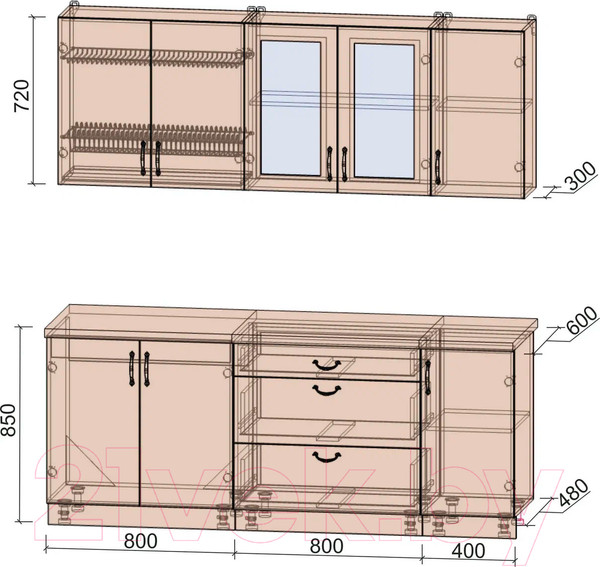 Изображение товара Кухонный гарнитур Интерлиния Мила Крафт 2.0 Б (дуб королевский/дуб снежный)