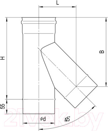 Изображение товара Тройник для дымохода Ferrum 135° 430/0.5мм Ф140 / f4608
