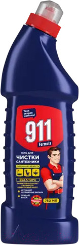 Изображение товара Чистящее средство для ванной комнаты 911 Formula Гель для сантехники Лимонная свежесть (750мл)